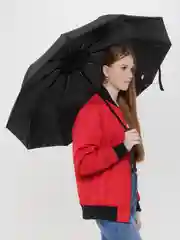 Черный зонт автоматический, женский, складной