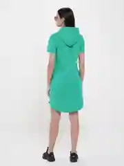 Зеленый платье женское домашнее с капюшоном,  хлопок