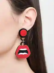 Серьги "Губы" красные