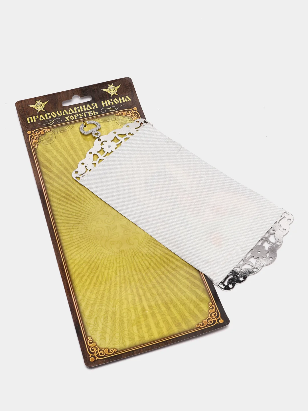 Красный икона-хоругвия на подвесе, 9 х 19 см