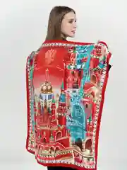 Платок "Кремль - Москва - Фаберже"