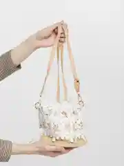 Белый женская маленькая соломенная сумка