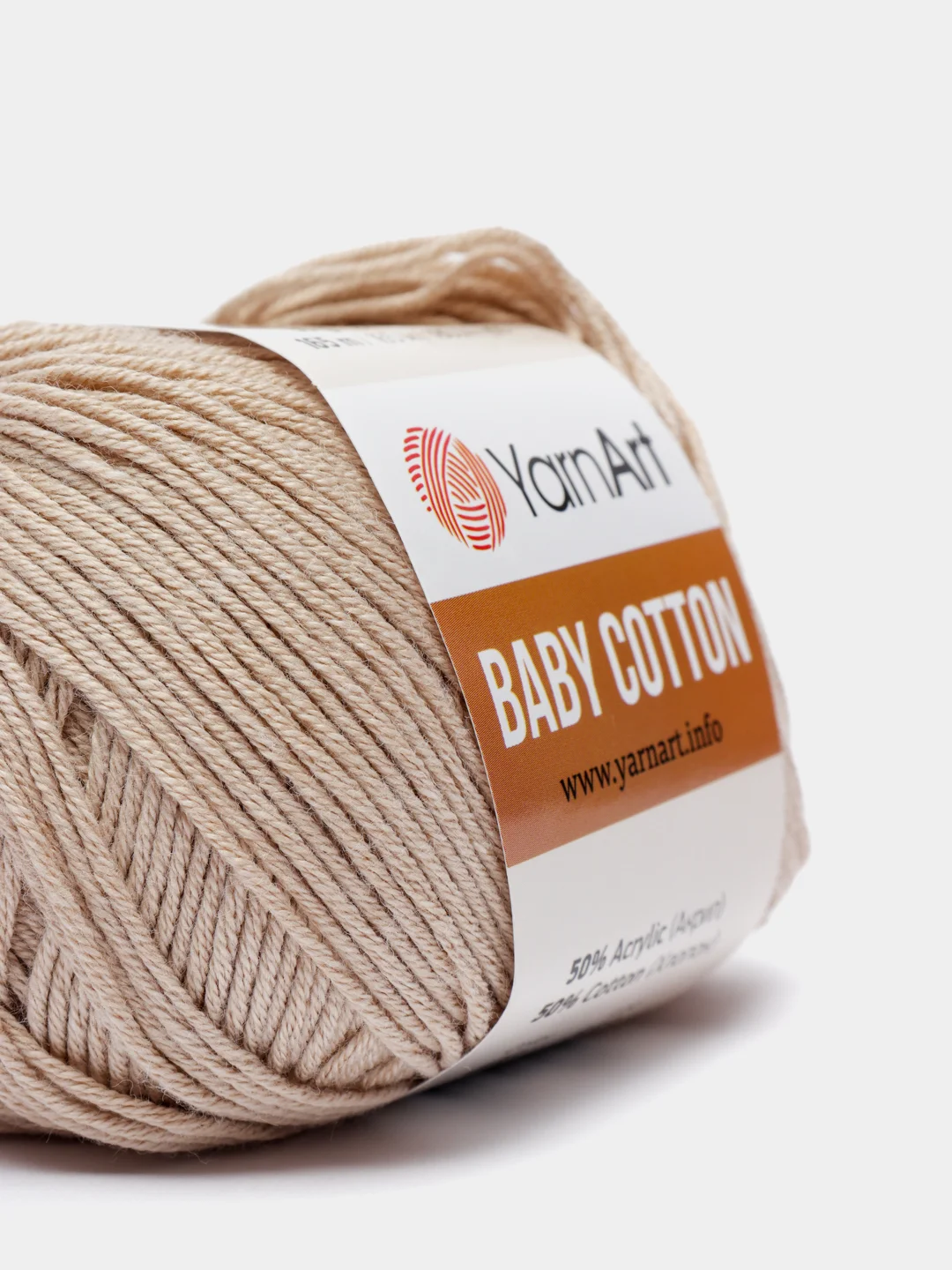 Бежевый пряжа YarnArt Baby Cotton, 50% хлопок, 50% акрил, 50 г, 165 м