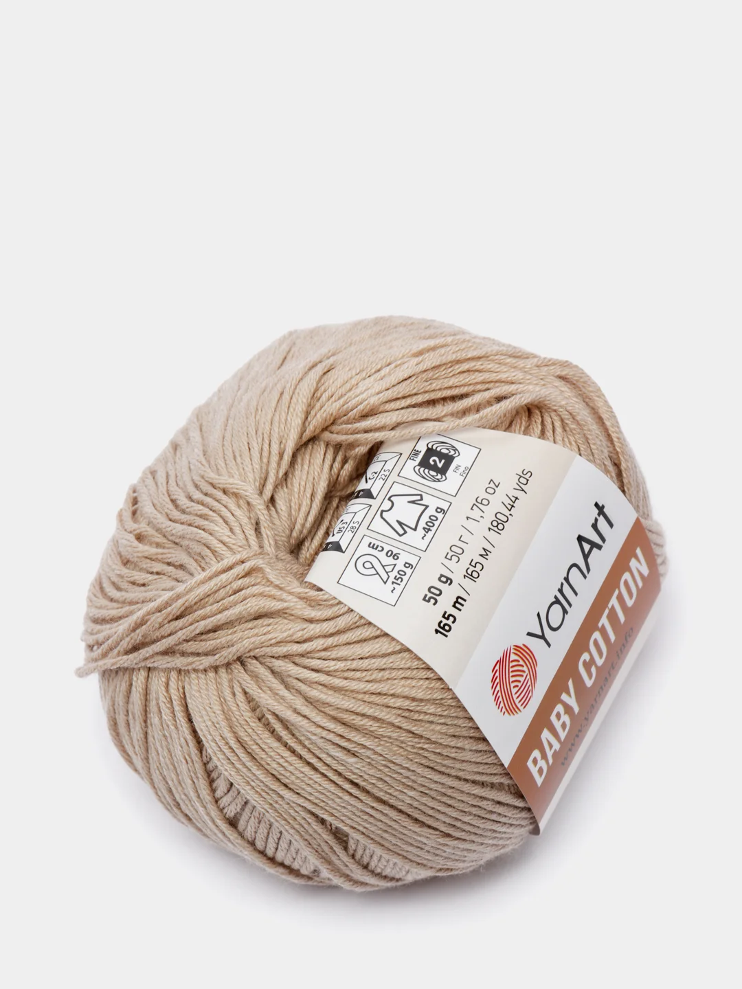 Бежевый пряжа YarnArt Baby Cotton, 50% хлопок, 50% акрил, 50 г, 165 м