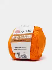 Оранжевый пряжа YarnArt Baby Cotton, 50% хлопок, 50% акрил, 50 г, 165 м