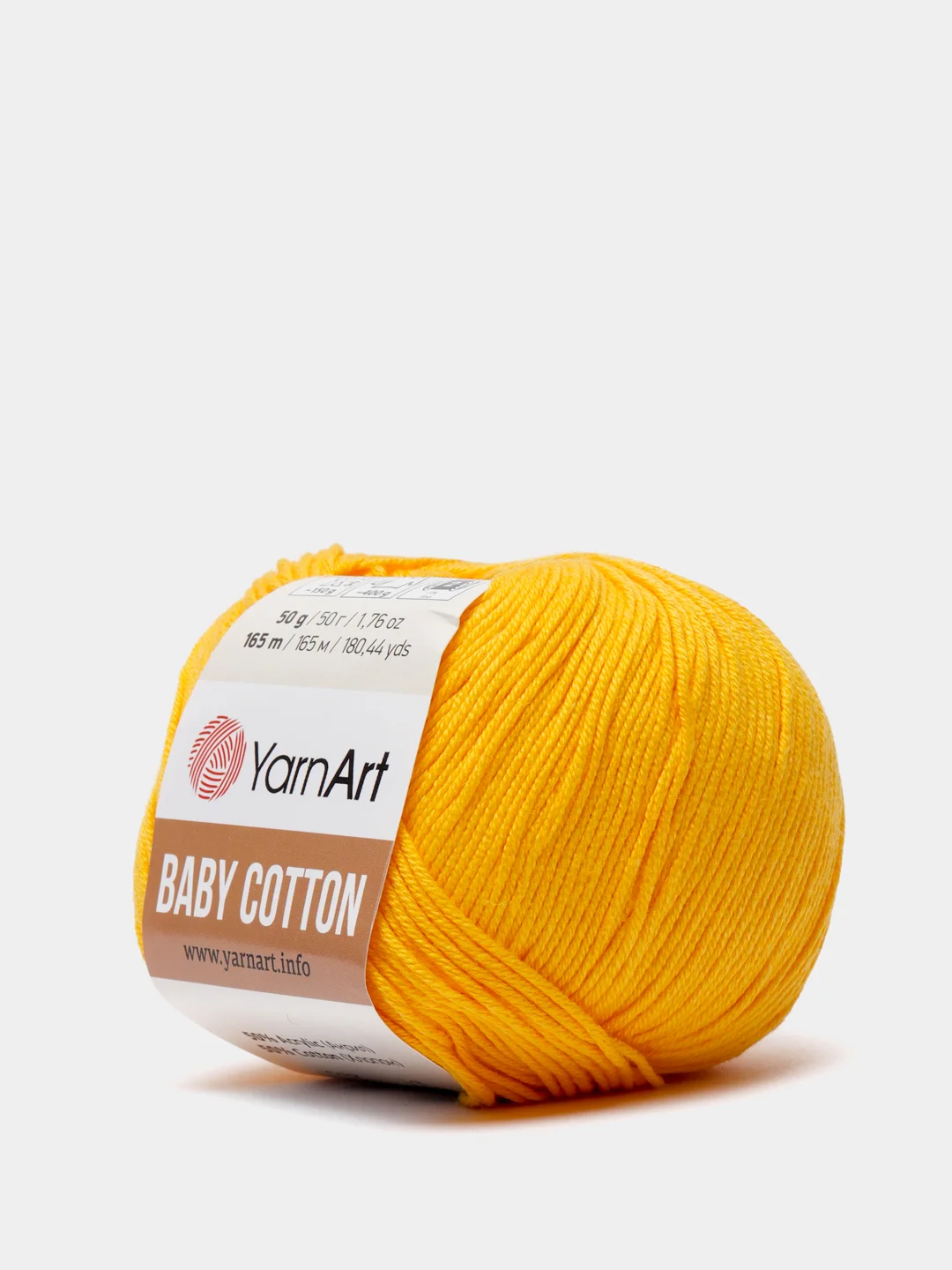 Желтый пряжа YarnArt Baby Cotton, 50% хлопок, 50% акрил, 50 г, 165 м