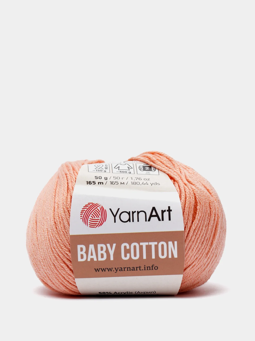 Светло-оранжевый пряжа YarnArt Baby Cotton, 50% хлопок, 50% акрил, 50 г, 165 м