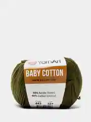 Зелёный хаки пряжа YarnArt Baby Cotton, 50% хлопок, 50% акрил, 50 г, 165 м