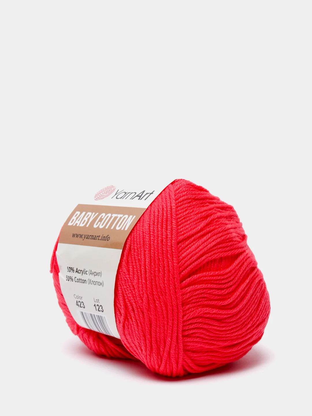 Алый пряжа YarnArt Baby Cotton, 50% хлопок, 50% акрил, 50 г, 165 м