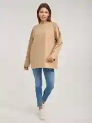 Бежевый лонгслив оверсайз, базовый BEJAMPER