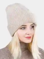 Бежевый шапка шерстяная, зимняя, из ангоры, женская