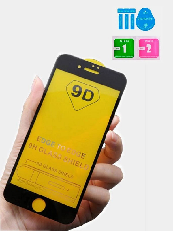 Защитное стекло для iPhone, Айфон 6s, 7, 8 Plus, SE, X, XS, XR, 11 Pro Max, 12 Mini, 9D