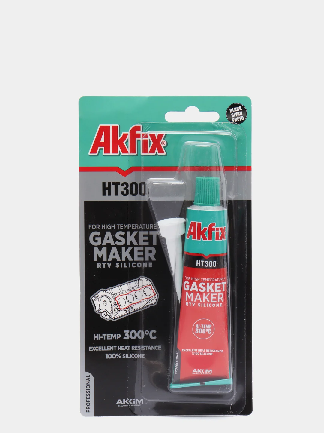 HT300 Термостойкий Силиконовый Герметик Akfix, 50 мл черный