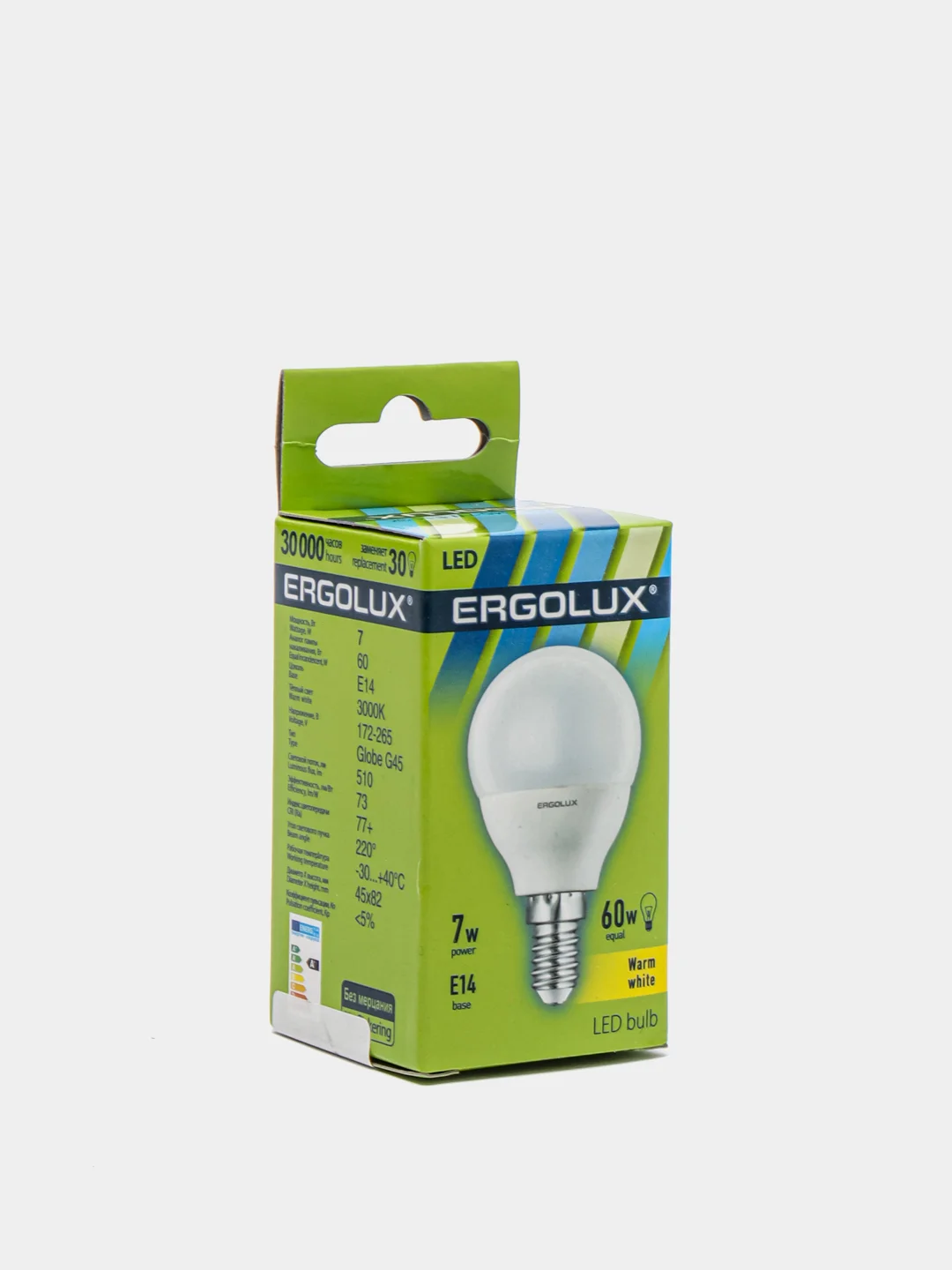 Лампа светодиодная Ergolux, ДШ, 7 Вт, E14, 3000 K