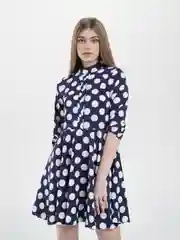 Темно-синий женское платье в горох (42-44)