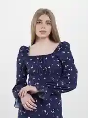 Темно-синий женское платье, миди