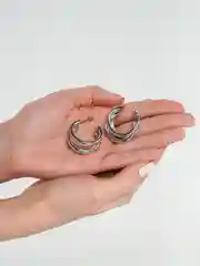 Серебряный винтажные серьги кольца, круглые сережки с застежкой гвоздик, серьги полукольца конго