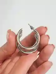 Серебряный винтажные серьги кольца, круглые сережки с застежкой гвоздик, серьги полукольца конго