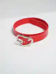 Красный кожаный чокер, чокер с сердцем, украшение на шею