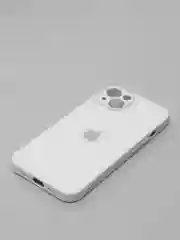 Белый чехол силиконовый со стеклянной панелью для iPhone 13