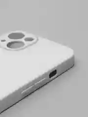 Белый чехол силиконовый со стеклянной панелью для iPhone 13