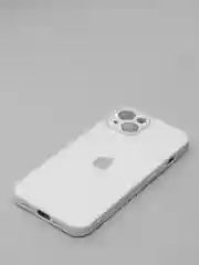 Белый чехол силиконовый со стеклянной панелью для iPhone 13