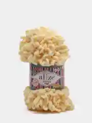 Светло-жёлтый пряжа Alize Puffy Fine, маленькие петельки, микрополиэстер, 100 г, 14 м