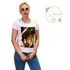 Белый футболка женская с принтом