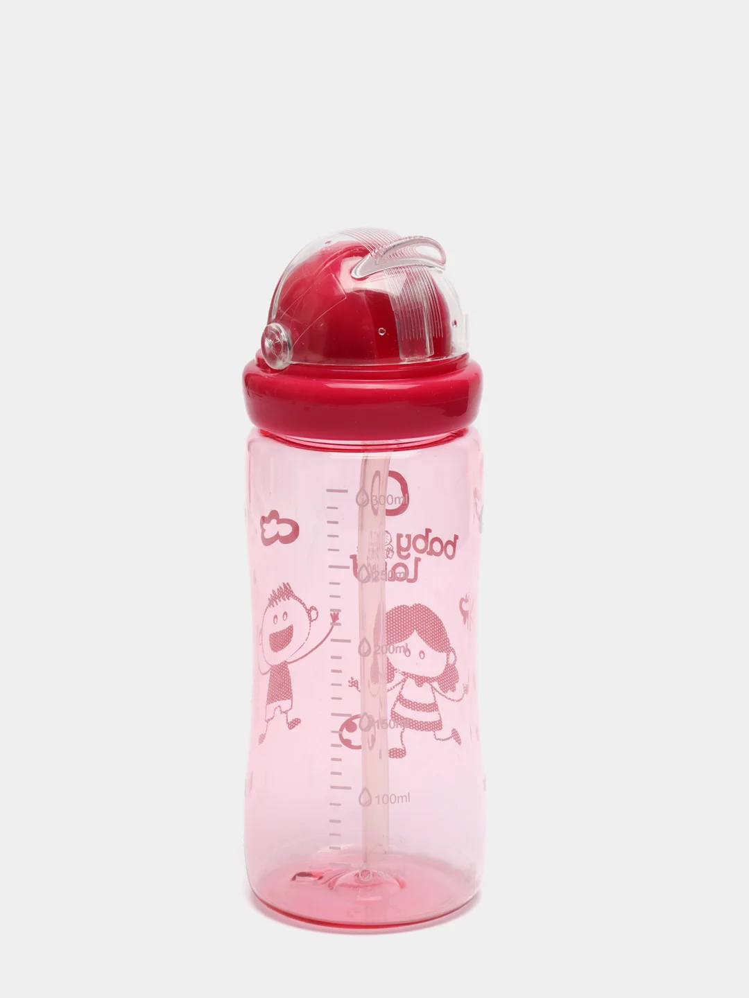 Розовый поильник Baby Land с трубочкой, 300 ml