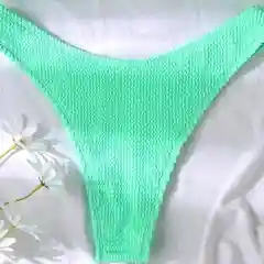 Бирюзовый женский купальник без лямок, в рубчик