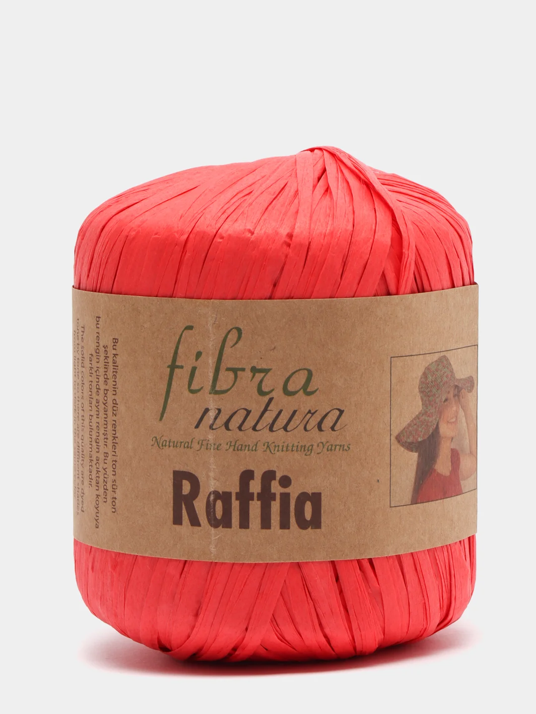 Красный пряжа Fibranatura Raffia 100% Вискоза 40г 90м рафия фибра натура
