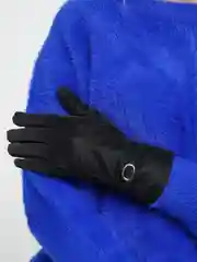Черный женские перчатки с меховым подкладом и сенсорным пальцем