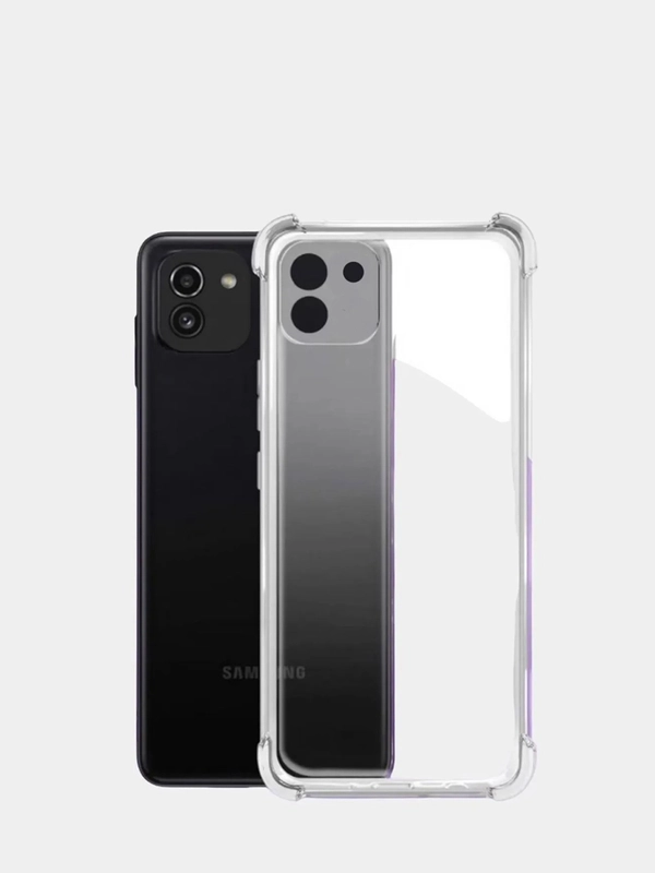 Чехол Samsung Galaxy A03, усиленный, 1,5 мм, прозрачный