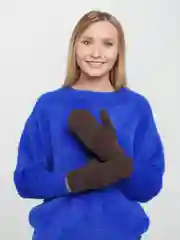Коричневый женские вязаные варежки