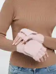 Розовый женские перчатки-раскладушки / Перчатки-варежки с открытыми пальцами