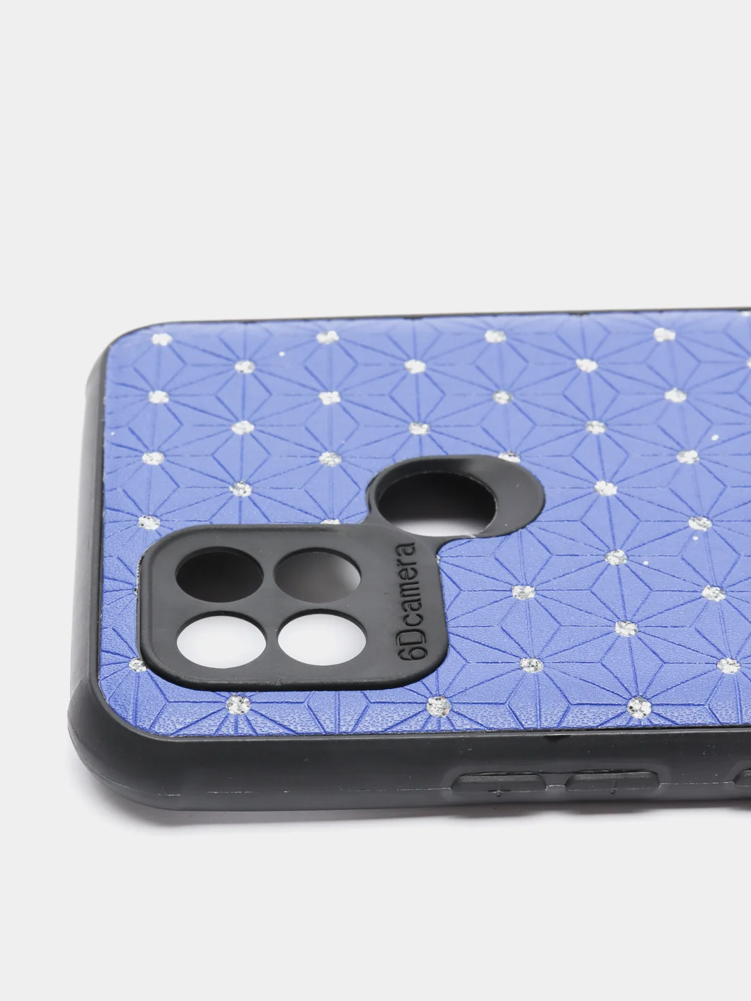 Синий чехол Realme C21 Реалми С21 силиконовый под кожу со стразами