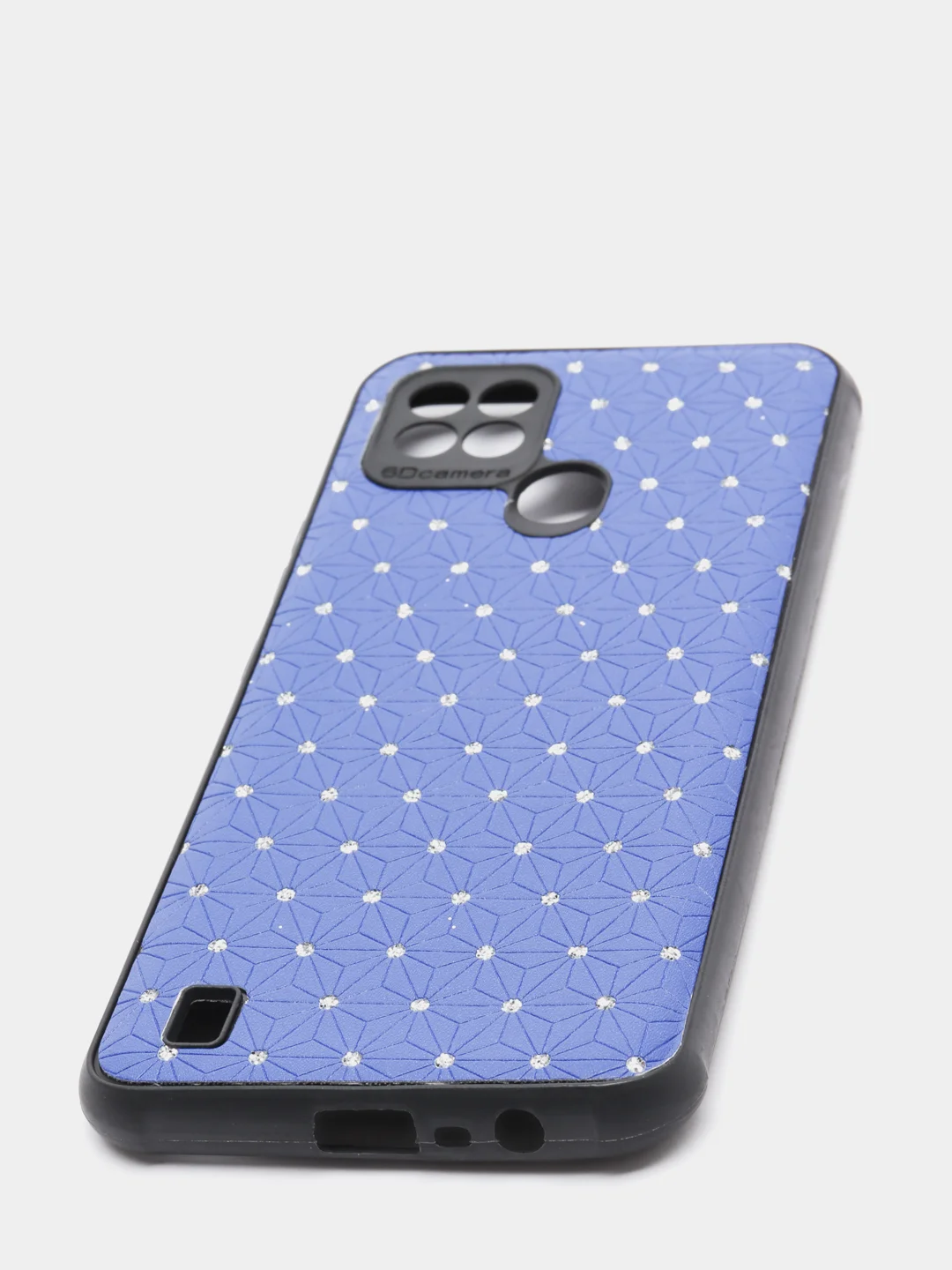 Синий чехол Realme C21 Реалми С21 силиконовый под кожу со стразами