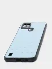 Небесно-голубой чехол Realme C21 Реалми С21 силиконовый под кожу со стразами