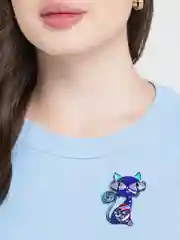 Синий брошь "Кошка"