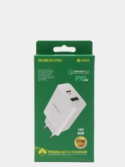 Блок питания для iOS/Android, Borofone BA56A, СЗУ 2USB PD 20W+QC3.0, быстрая зарядка 3.0A