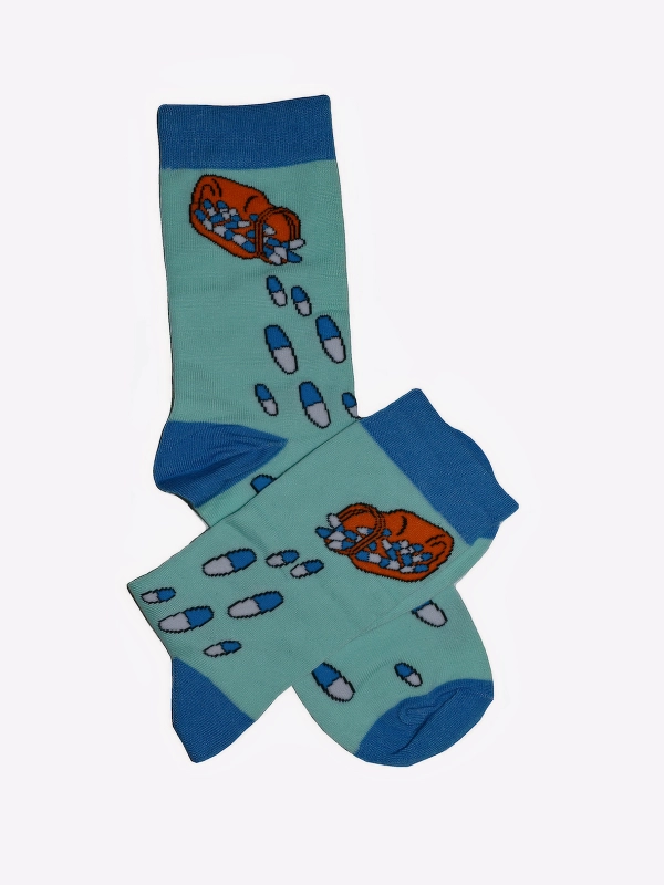 Носки 39-44 размер, высокие, голубые, 35655-1
