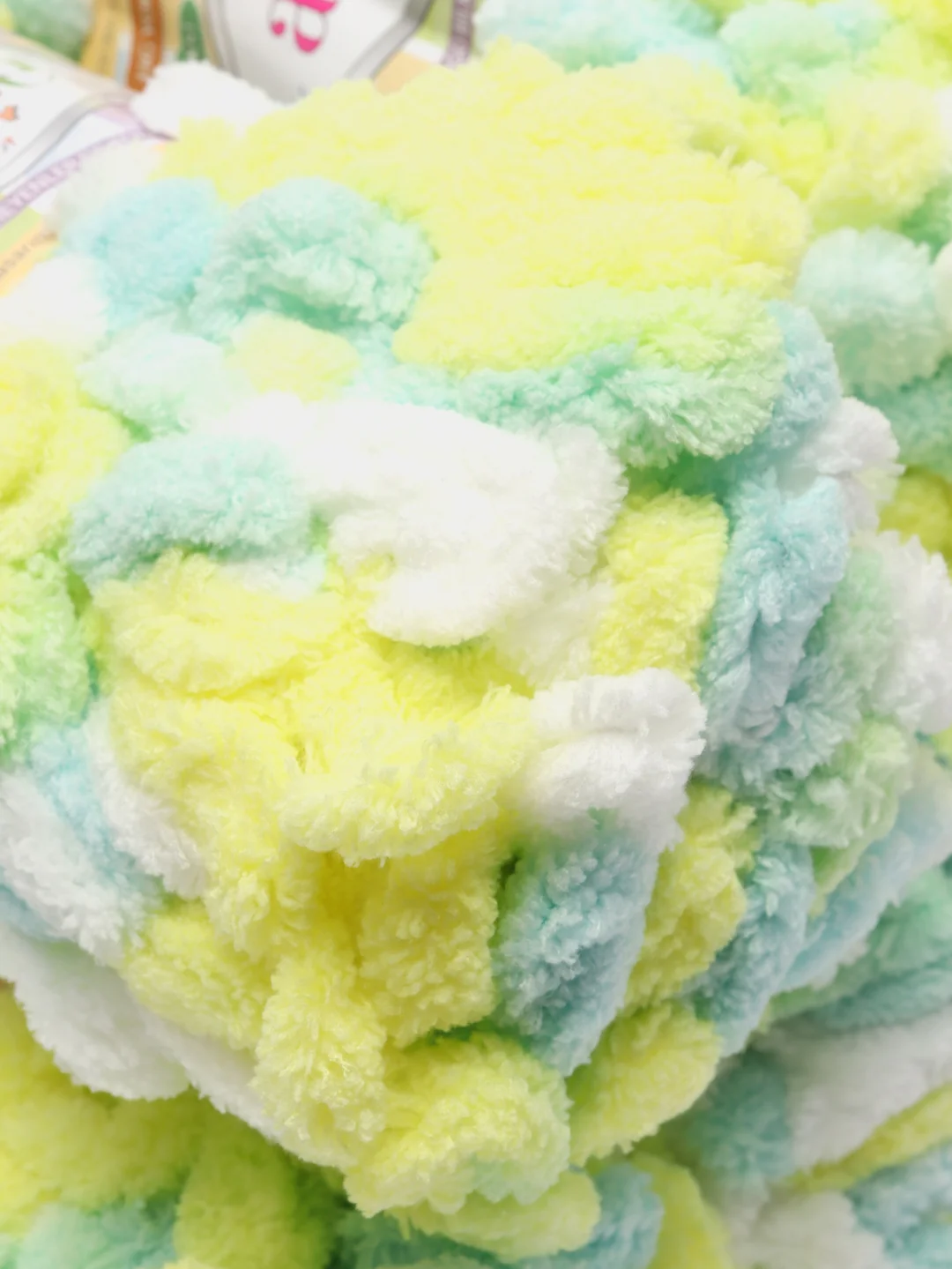 Желтый пряжа Alize Puffy Color, петельки, 5 штук, микрополиэстер