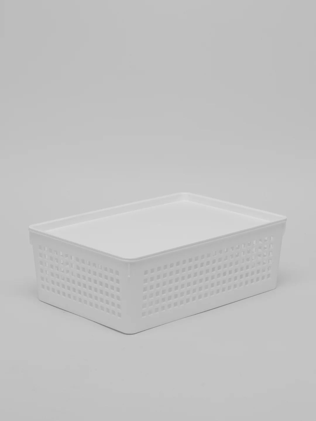 Белый корзинка контейнер с крышкой "Traymix" для хранения