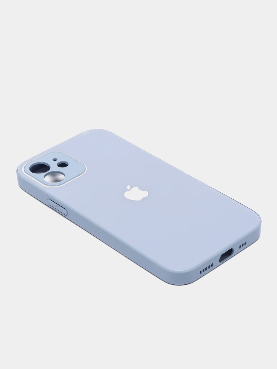 Небесно-голубой силиконовый чехол для iPhone 12, со стеклянной панелью