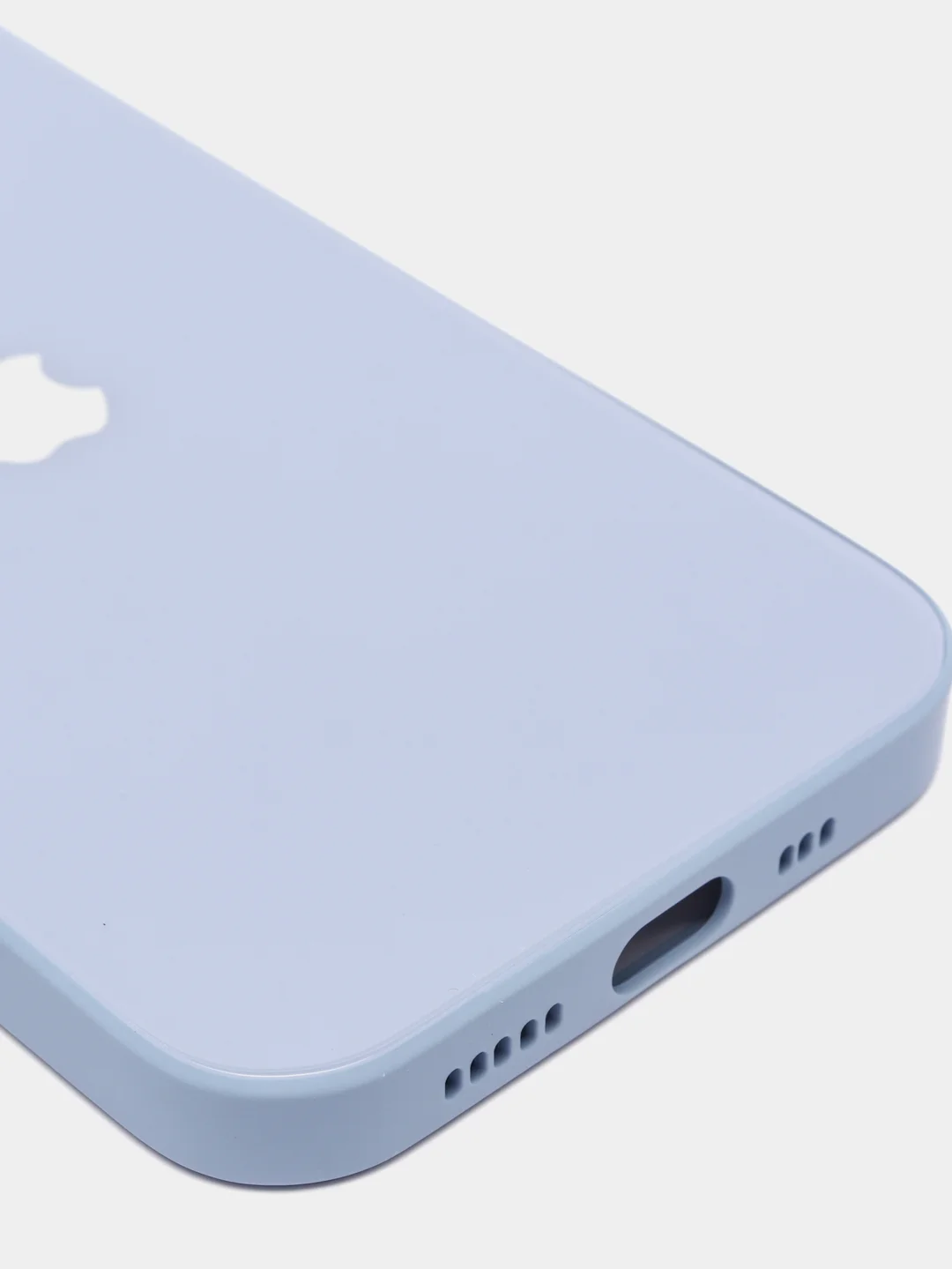 Небесно-голубой силиконовый чехол для iPhone 12, со стеклянной панелью