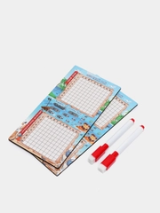 Настольная игра морской бой "Тихие воды", 2 стираемых маркера, 2 игровых поля