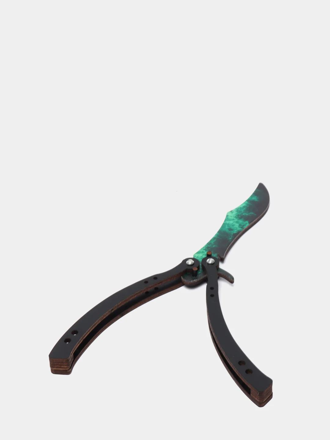 Нож деревянный бабочка 1.5 "Волны Изумруд" Кс Го / CS GO
