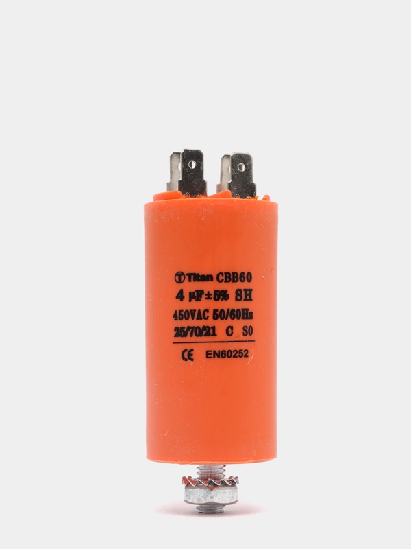 Конденсатор пусковой CBB60 4uF 450V клеммы + болт