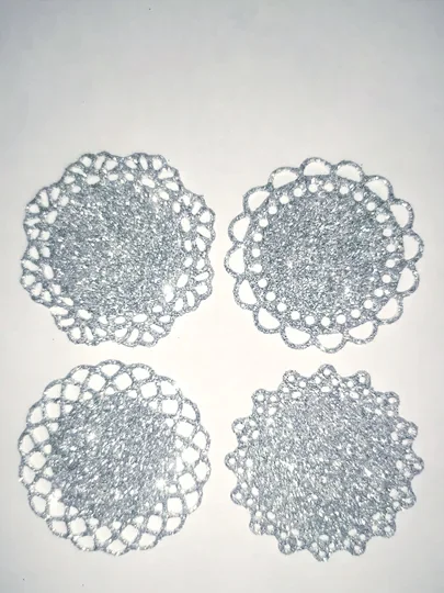 Серебряный декоративные салфетки из фоамирана, 4 шт
