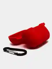 Красный силиконовый чехол для наушников Apple AirPods, аирподс, карабином, красный, розовый черный